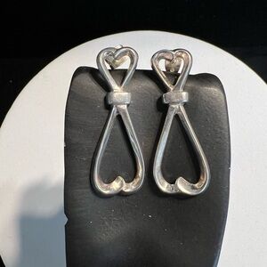 Elegant Sterling Silver Heart Dangle Earrings